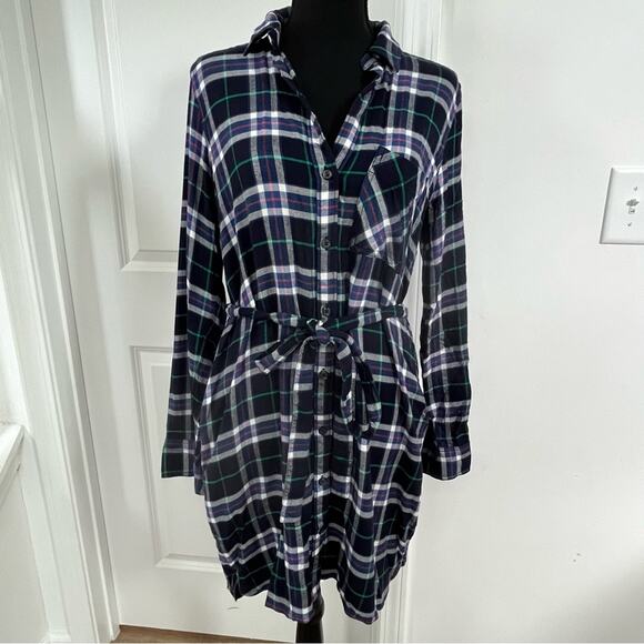 Gap x Pendleton | Plaid Shirt Midi Dress Long Sleeve Collared Flannel | Sz M - Picture 3 of 8